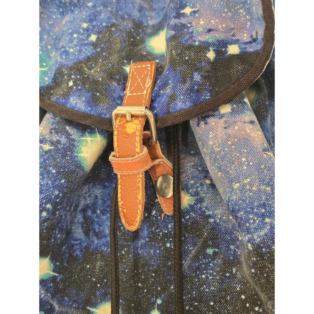Victoria's Secret PINK Galaxy Print Canvas Backpack Rucksack Blue Cosmic Bag - Picture 3 of 4